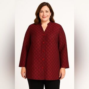 Coldwater Creek Textured Button-Front Jacket – Size 2X (Red / Cabernet)